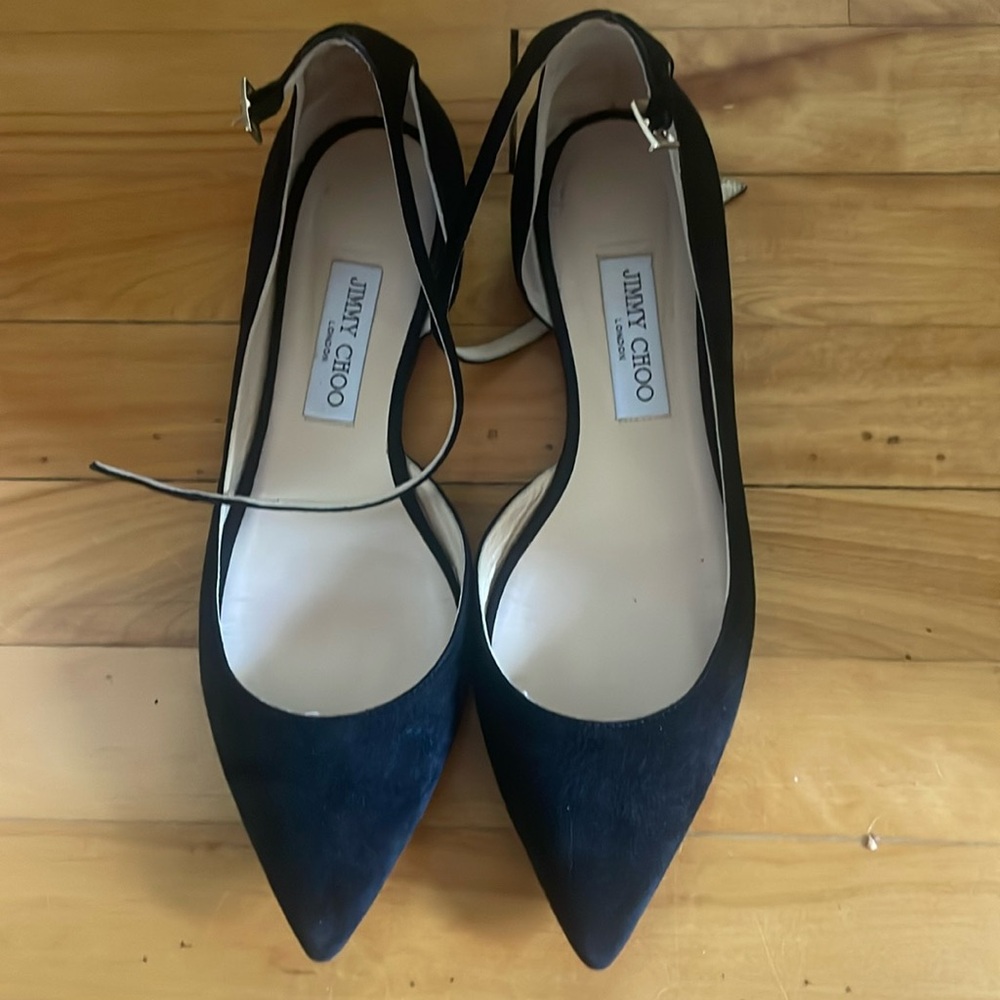 Jimmy Choo Black Flats with Ankle Strap